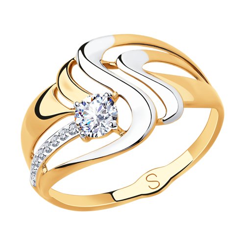 Кольцо, золото, фианит, 018218